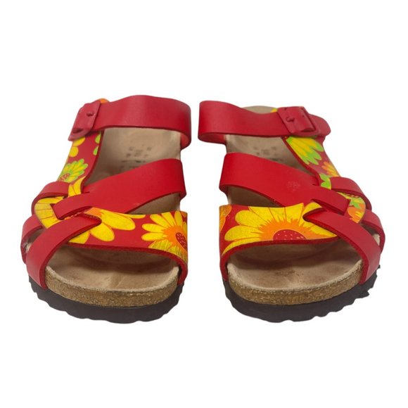 Papillio Shoes - Papillio By Birkenstock Womens Pisa Red Leather Slide Sandals Size 37/US 6